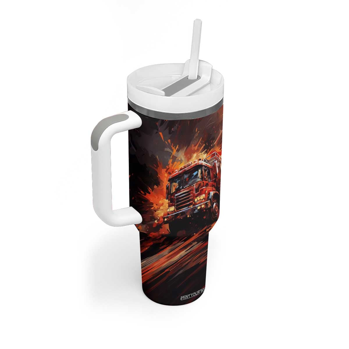 Fire Truck Tumbler With Handle Personalized TS04 Print Your Wear