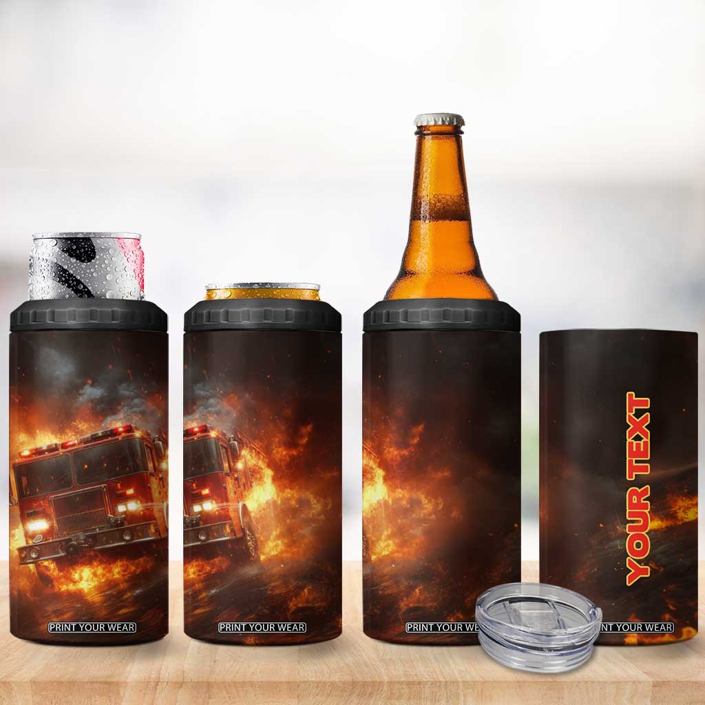 Firefighter Fire Truck 4 in 1 Can Cooler Tumbler Personalized TS04 Print Your Wear
