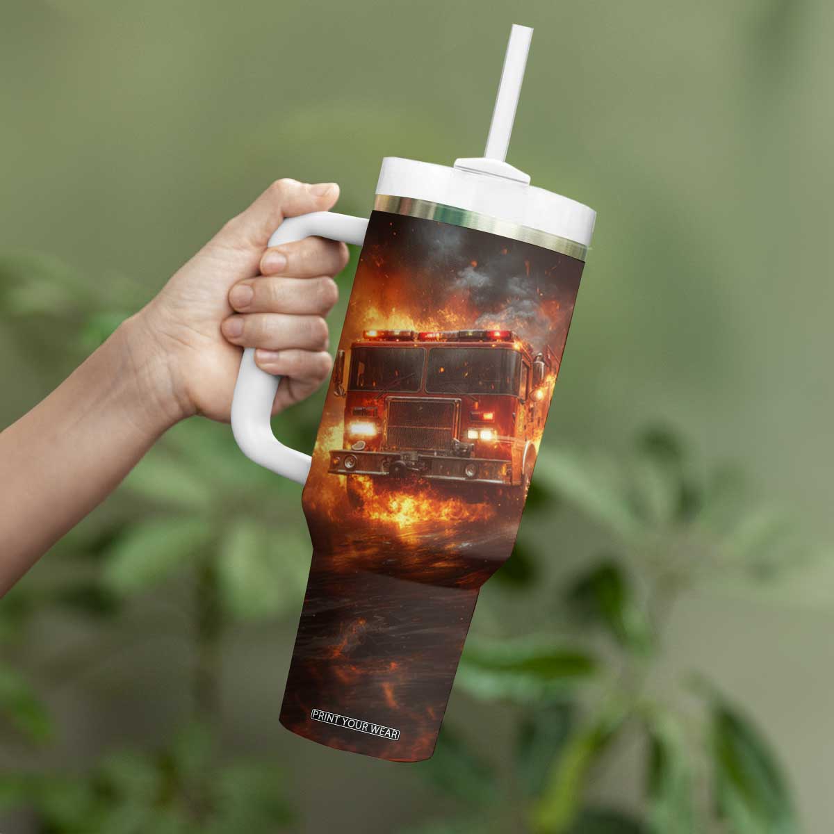 Firefighter Fire Truck Tumbler With Handle Personalized TS04 Print Your Wear