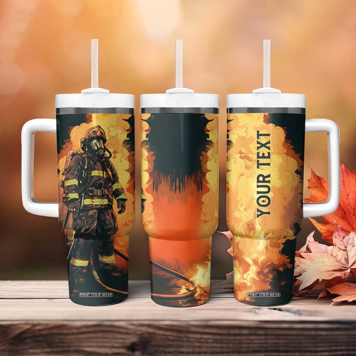 Firefighter Vintage Tumbler With Handle Personalized TS04 Print Your Wear