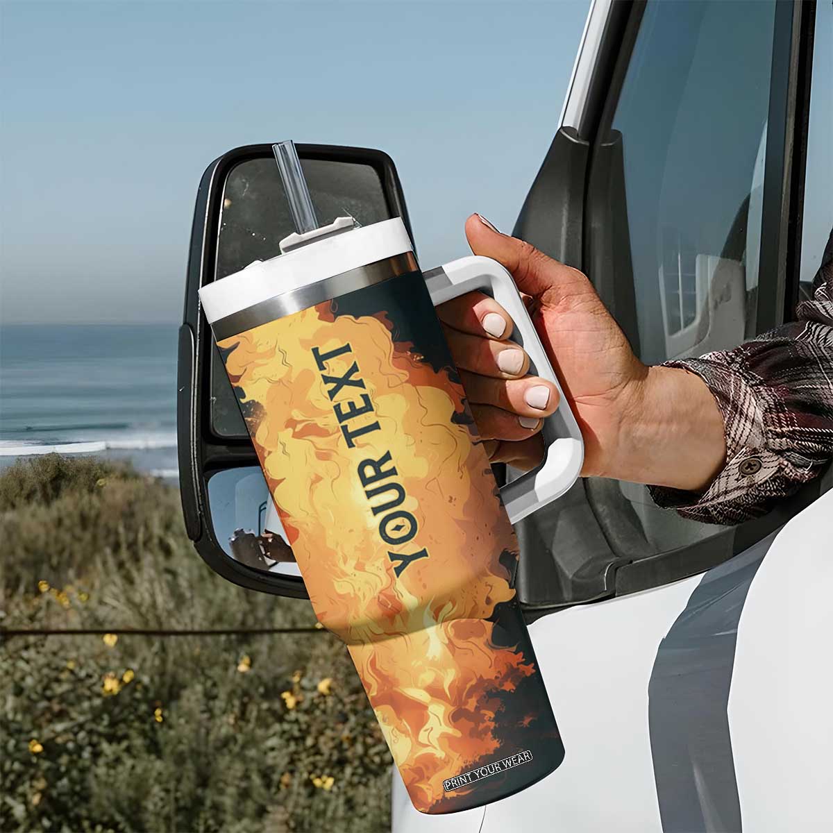 Firefighter Vintage Tumbler With Handle Personalized TS04 Print Your Wear