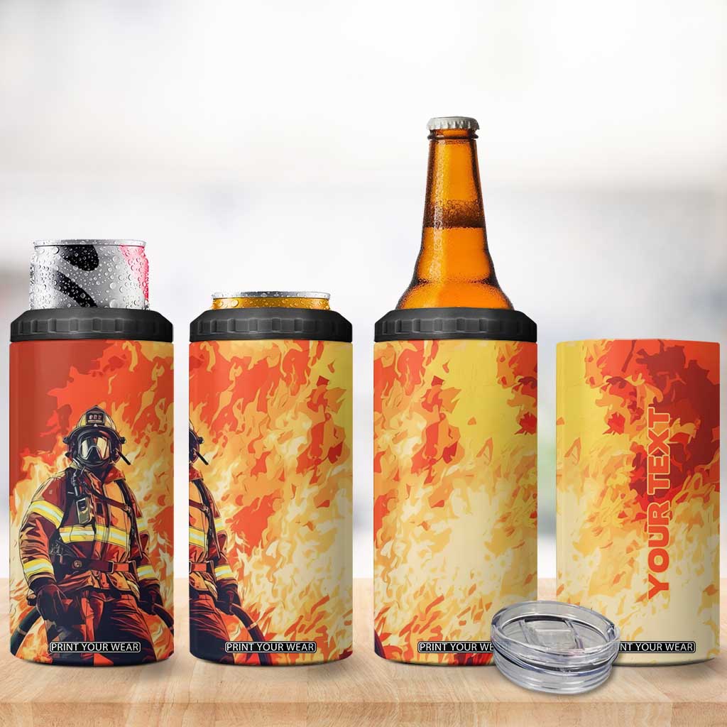 Vintage Firefighter 4 in 1 Can Cooler Tumbler Personalized TS04 Print Your Wear