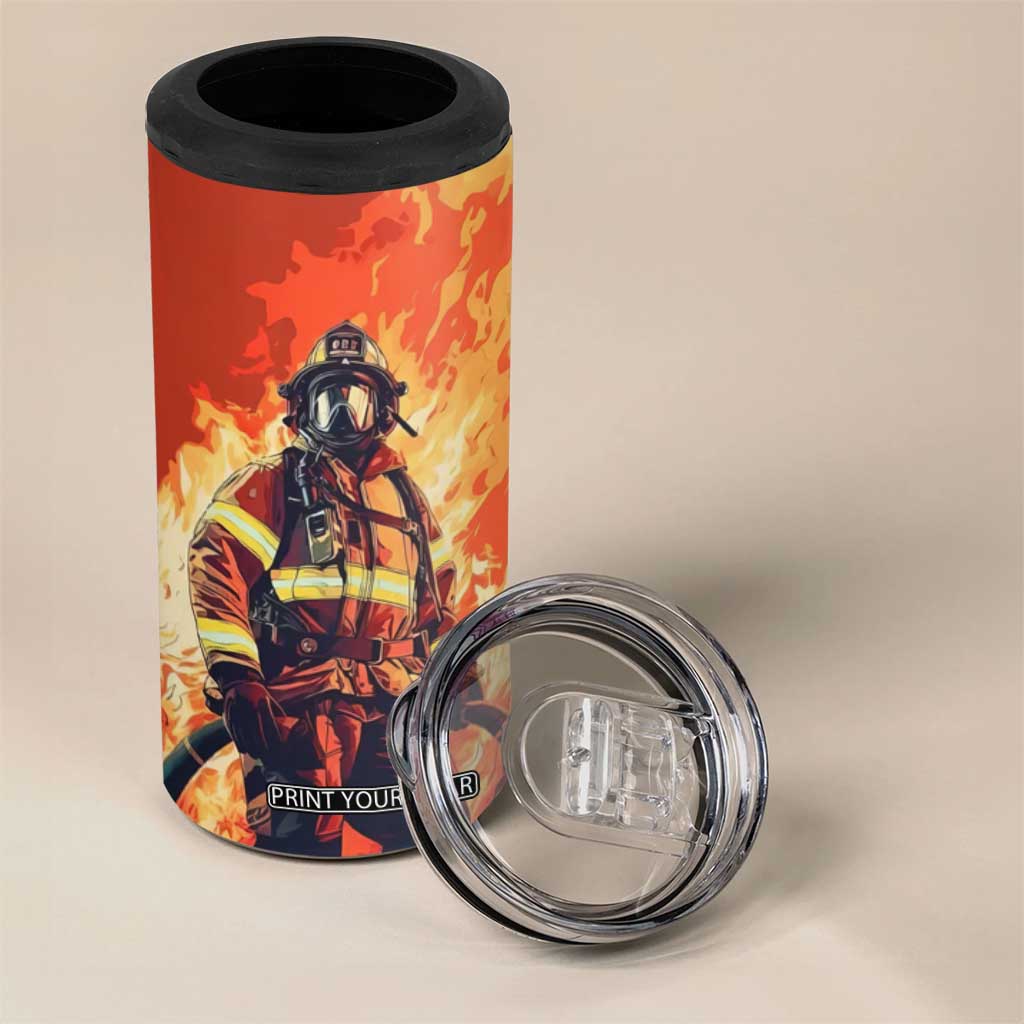 Vintage Firefighter 4 in 1 Can Cooler Tumbler Personalized TS04 Print Your Wear