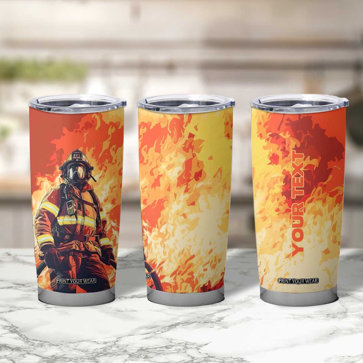 Vintage Firefighter Tumbler Cup Personalized TS04 Print Your Wear