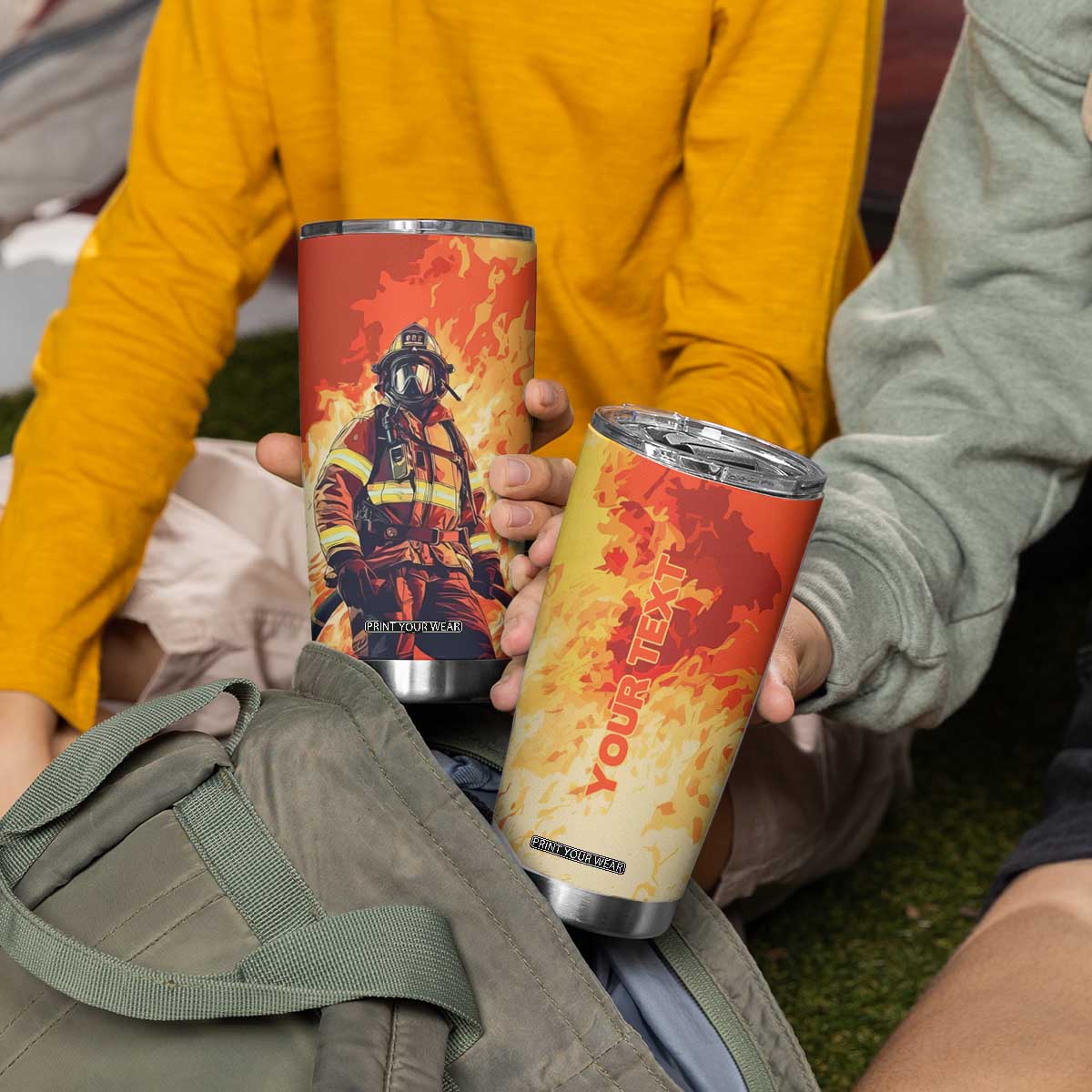 Vintage Firefighter Tumbler Cup Personalized TS04 Print Your Wear