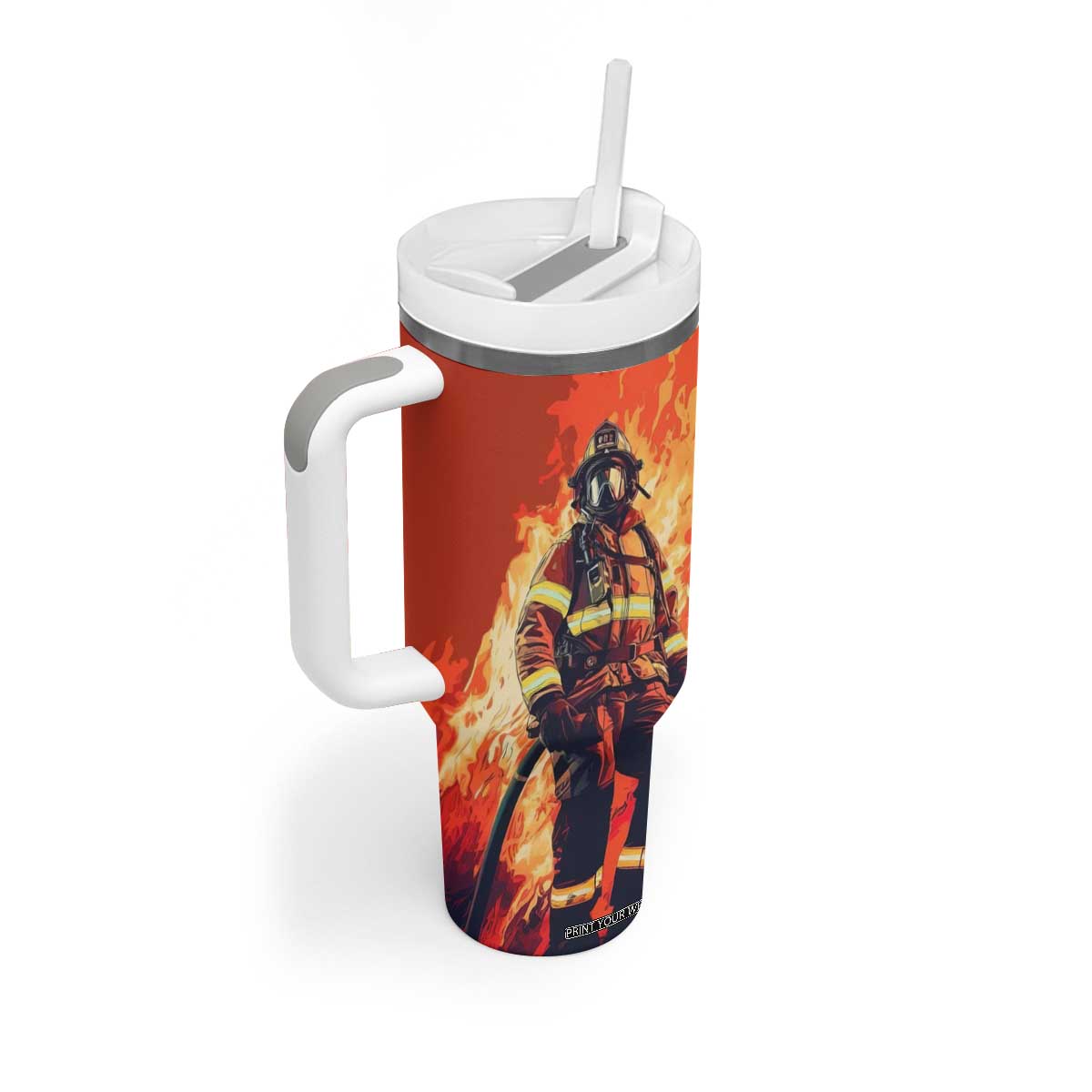 Vintage Firefighter Tumbler With Handle Personalized TS04 Print Your Wear