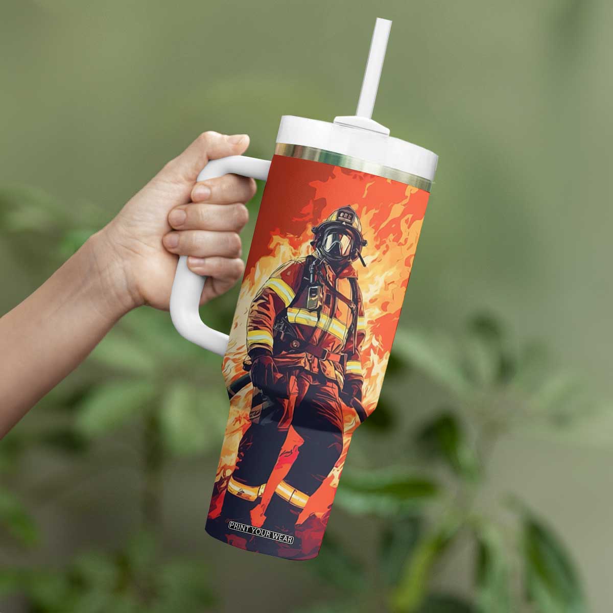 Vintage Firefighter Tumbler With Handle Personalized TS04 Print Your Wear