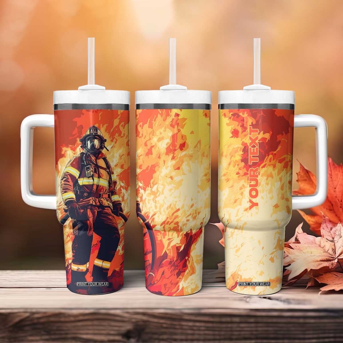 Vintage Firefighter Tumbler With Handle Personalized TS04 Print Your Wear