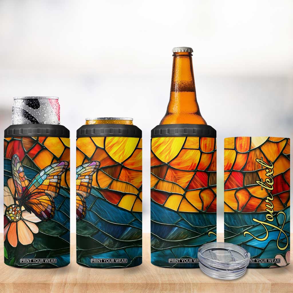 Butterfly Colorful Crystal Mosaic 4 in 1 Can Cooler Tumbler Personalized TS04 Print Your Wear