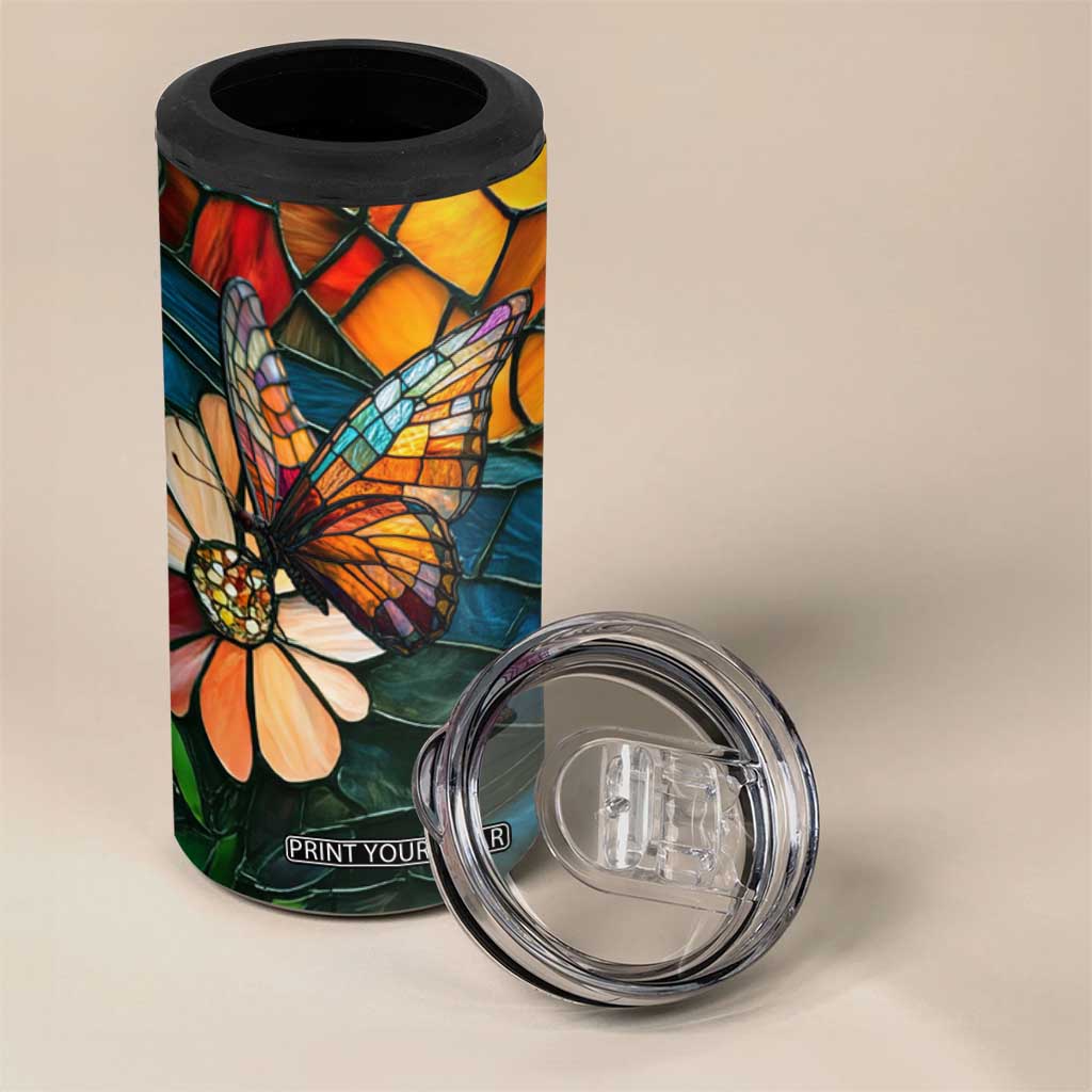Butterfly Colorful Crystal Mosaic 4 in 1 Can Cooler Tumbler Personalized TS04 Print Your Wear