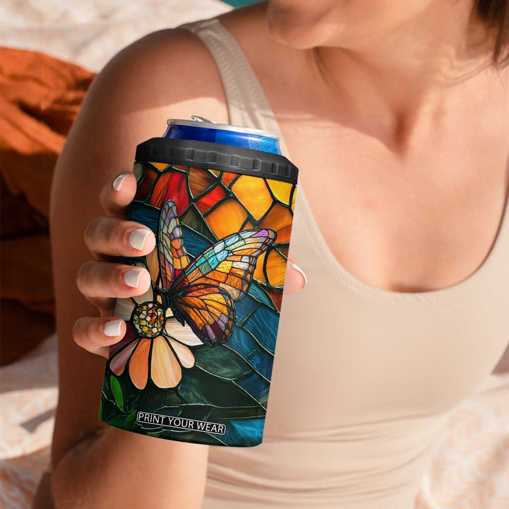 Butterfly Colorful Crystal Mosaic 4 in 1 Can Cooler Tumbler Personalized TS04 Print Your Wear