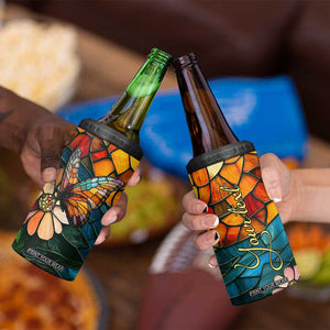 Butterfly Colorful Crystal Mosaic 4 in 1 Can Cooler Tumbler Personalized TS04 Print Your Wear