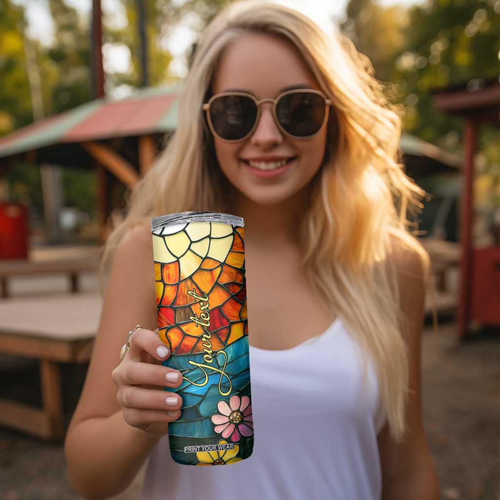 Butterfly Colorful Crystal Mosaic Skinny Tumbler Personalized TS04 Print Your Wear