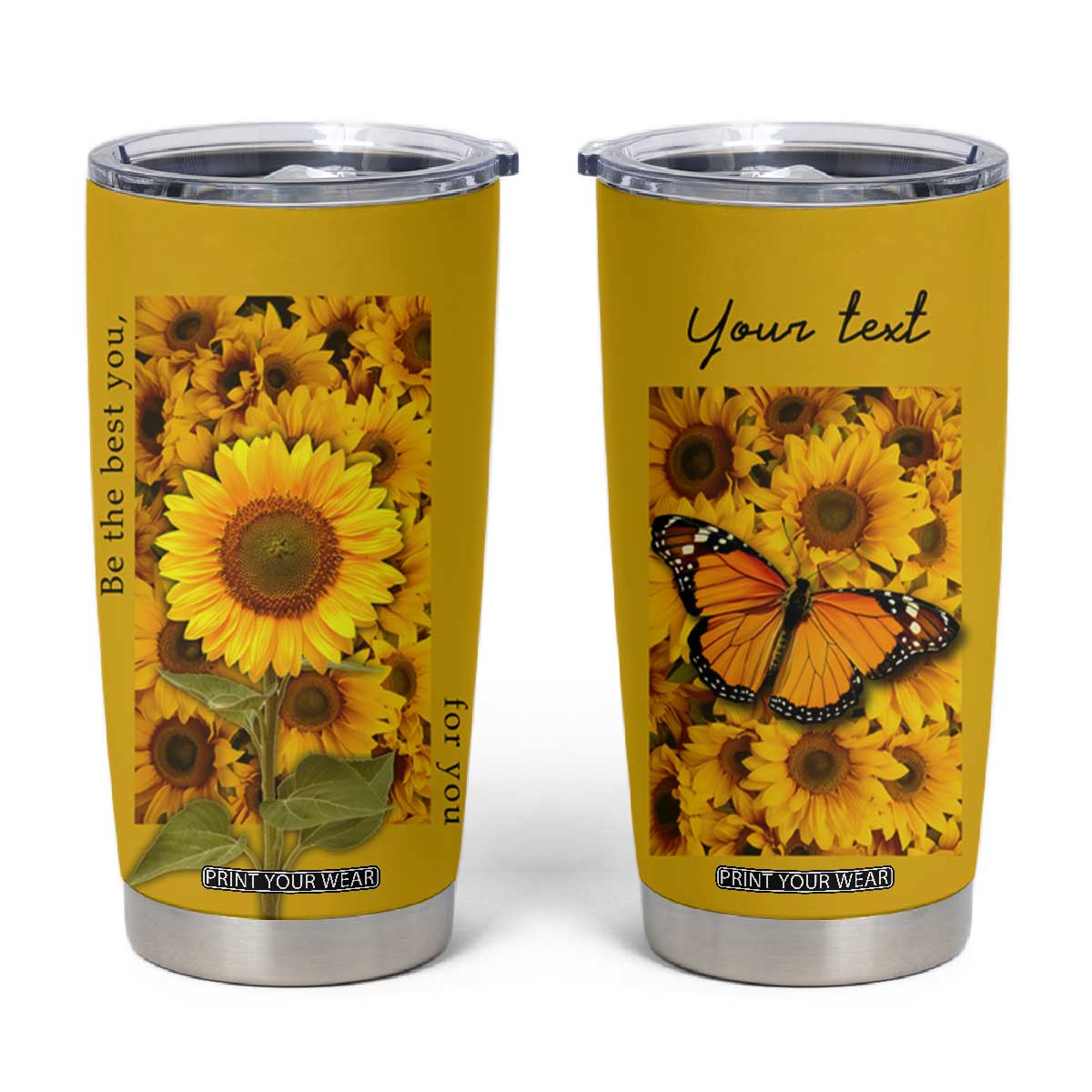 Butterfly Sunflower Tumbler Cup Personalized TS04 Multicolor Print Your Wear