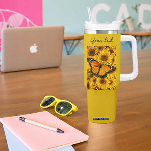 Butterfly Sunflower Tumbler With Handle Personalized TS04 Print Your Wear