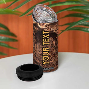 Deer Wooden Carving 4 in 1 Can Cooler Tumbler Personalized TS04 Print Your Wear