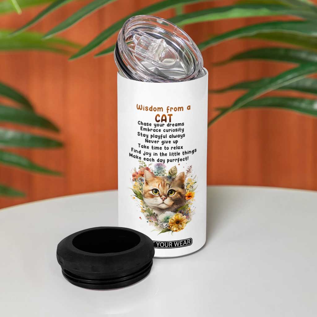 Wisdom From A Cat 4 in 1 Can Cooler Tumbler Personalized TS04 Print Your Wear