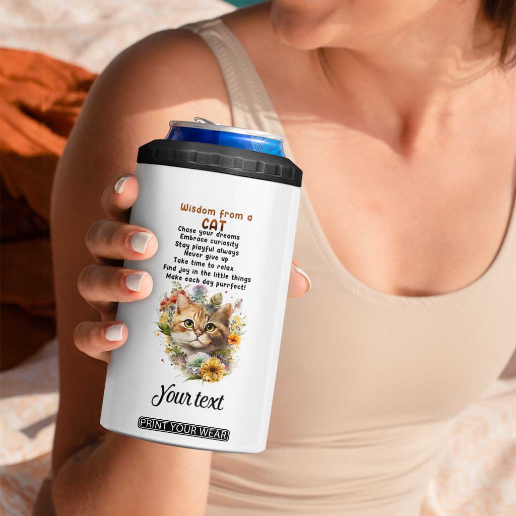 Wisdom From A Cat 4 in 1 Can Cooler Tumbler Personalized TS04 Print Your Wear