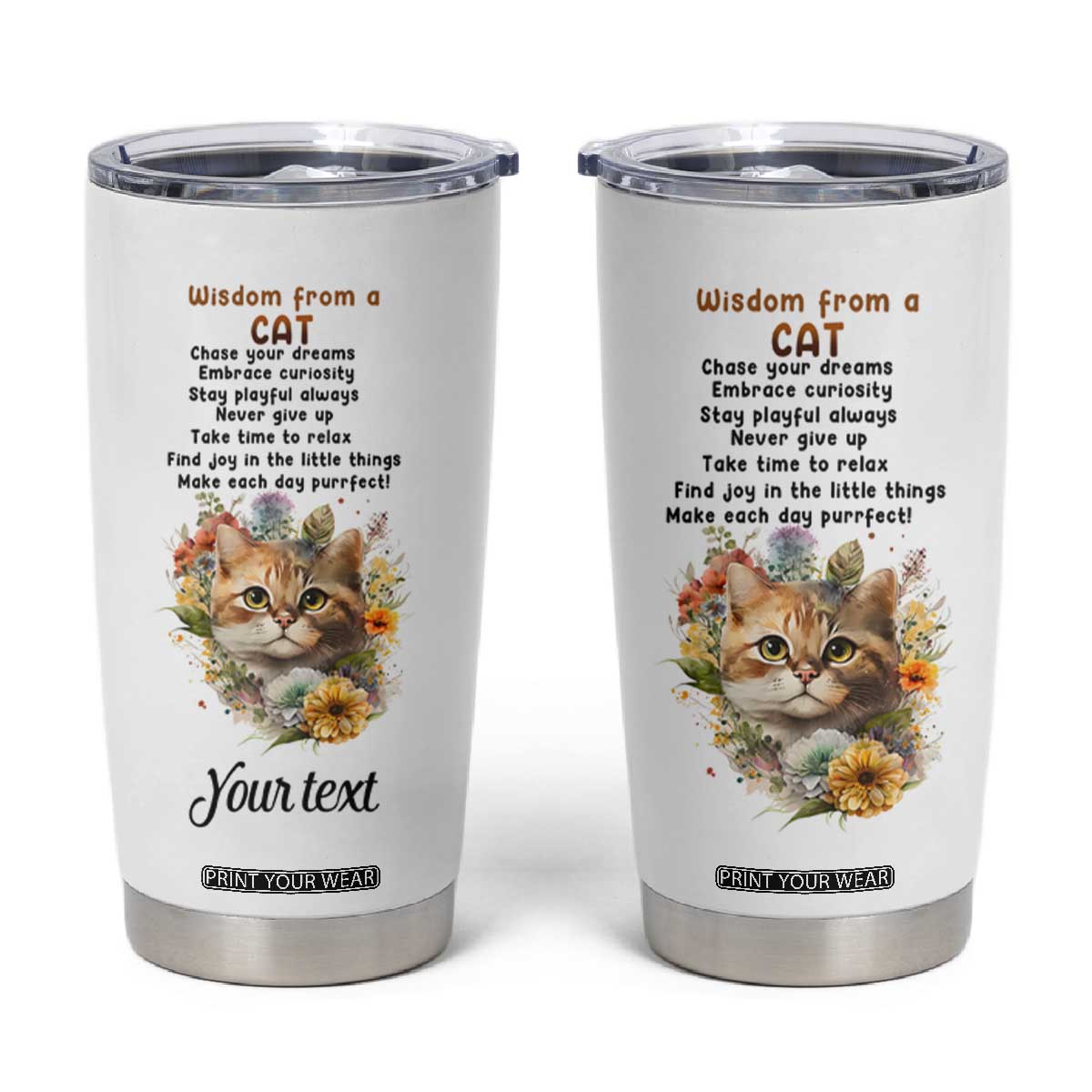 Wisdom From A Cat Tumbler Cup Personalized TS04 Multicolor Print Your Wear