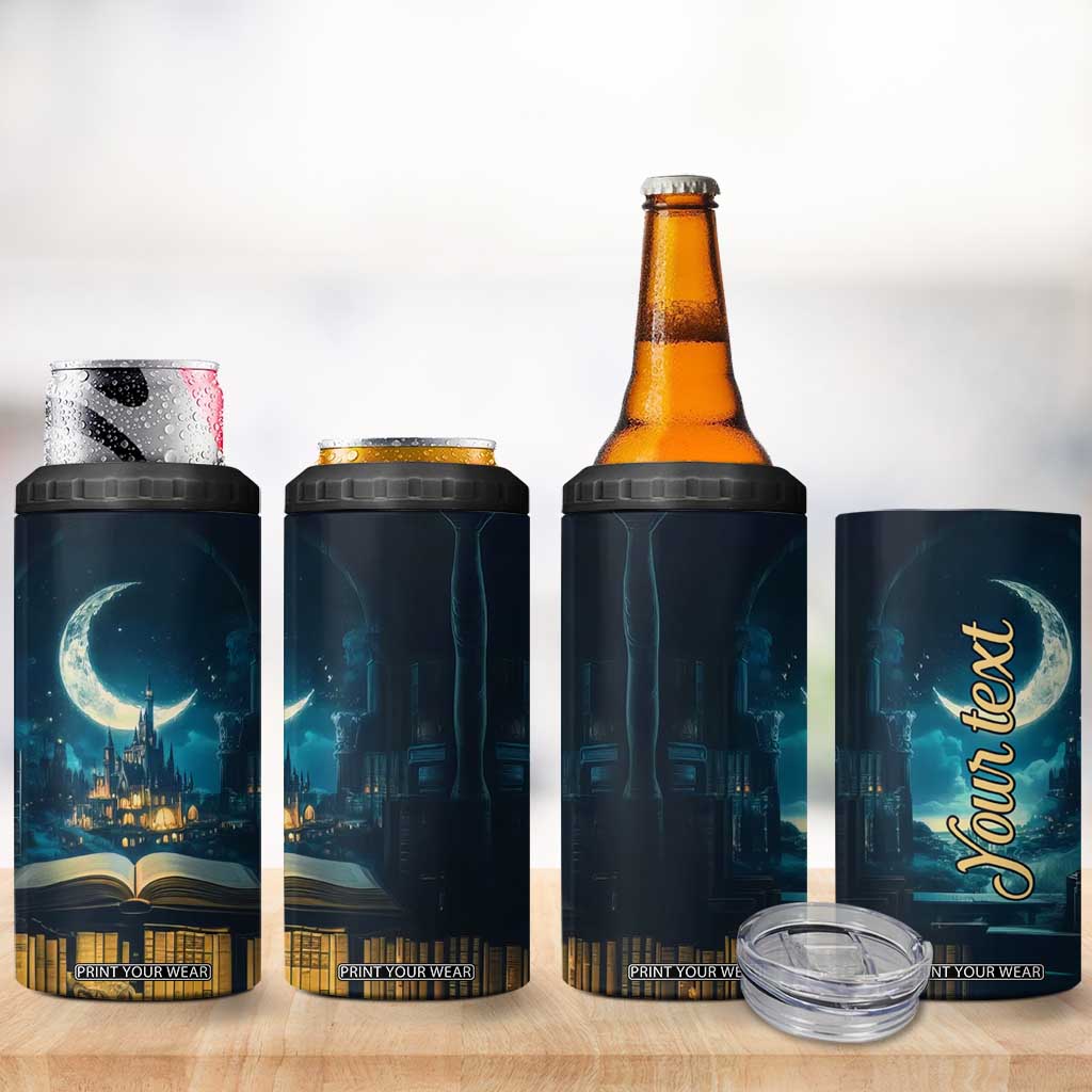 Book Opens New World 4 in 1 Can Cooler Tumbler Personalized TS04 Print Your Wear