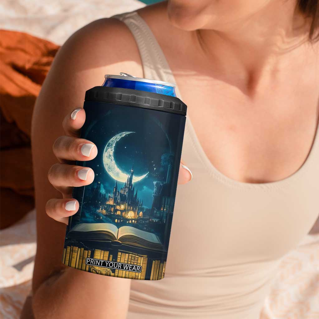 Book Opens New World 4 in 1 Can Cooler Tumbler Personalized TS04 Print Your Wear