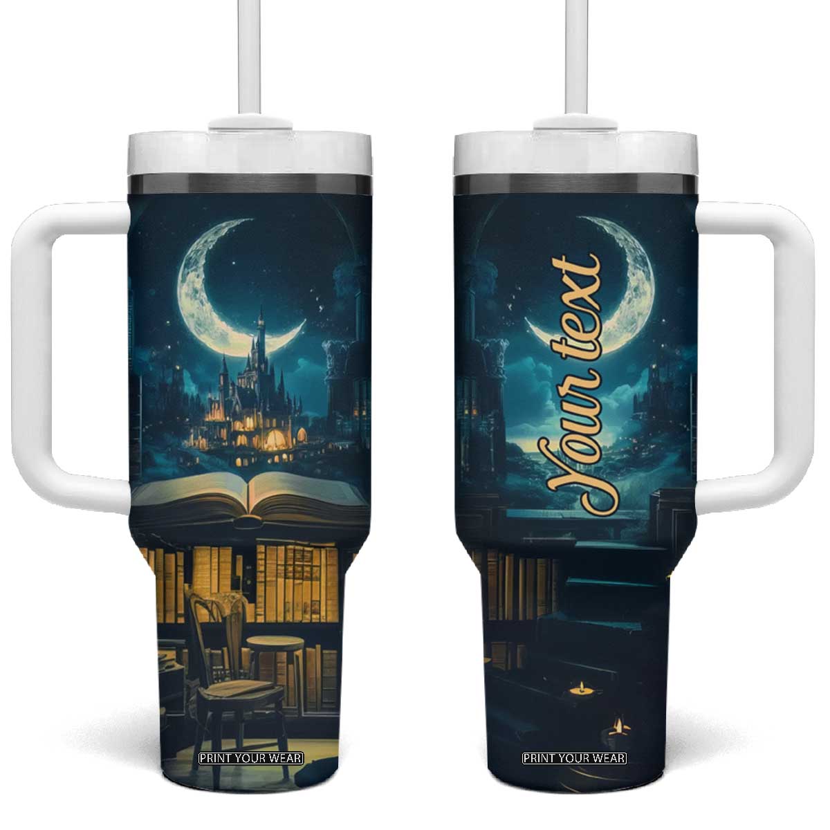 Book Opens New World Tumbler With Handle Personalized TS04 One Size: 40 oz Multicolor Print Your Wear