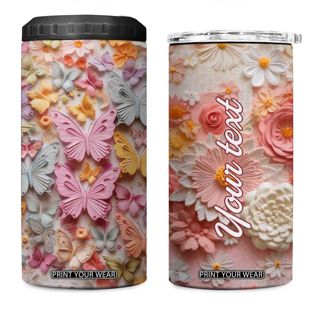 Colorful Butterfly Plaster Carving 4 in 1 Can Cooler Tumbler Personalized TS04 One Size: 16 oz Multicolor Print Your Wear