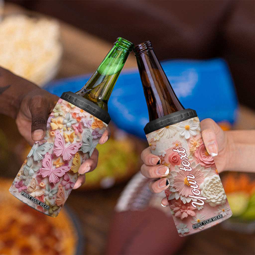 Colorful Butterfly Plaster Carving 4 in 1 Can Cooler Tumbler Personalized TS04 Print Your Wear