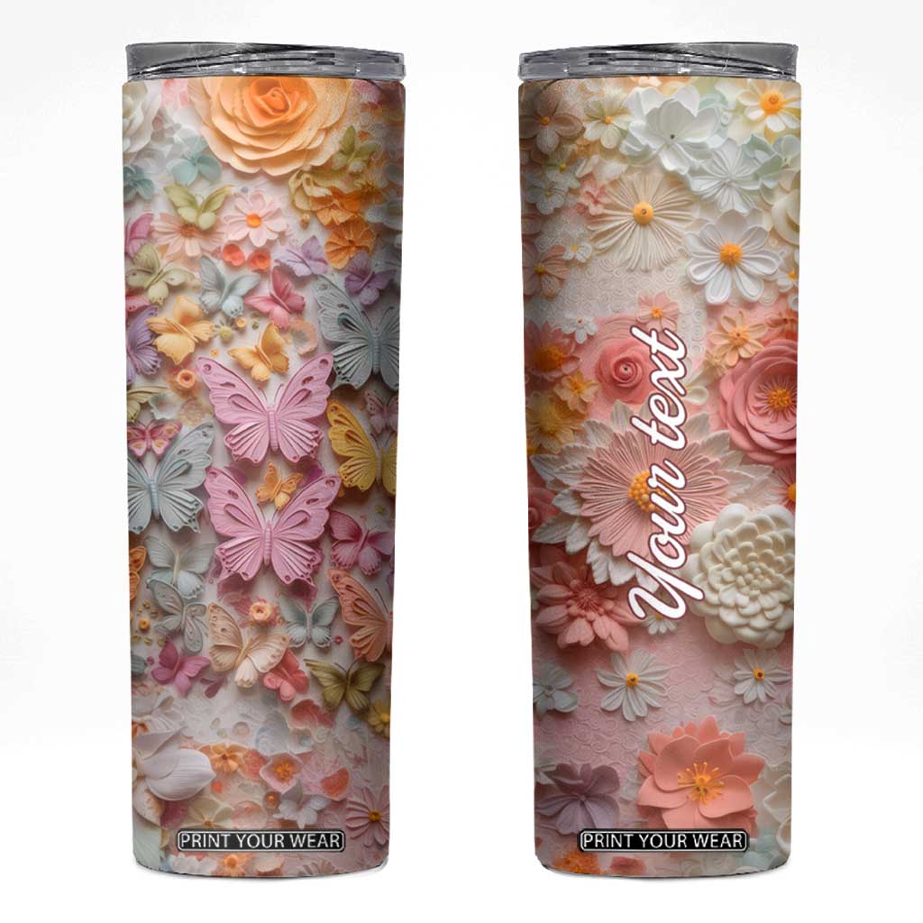 Colorful Butterfly Plaster Carving Skinny Tumbler Personalized TS04 Multicolor Print Your Wear