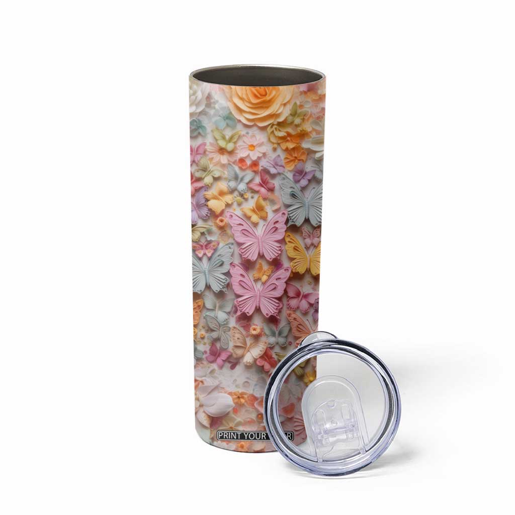Colorful Butterfly Plaster Carving Skinny Tumbler Personalized TS04 Print Your Wear
