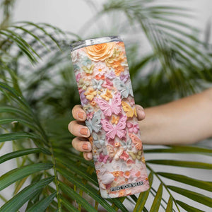 Colorful Butterfly Plaster Carving Skinny Tumbler Personalized TS04 Print Your Wear