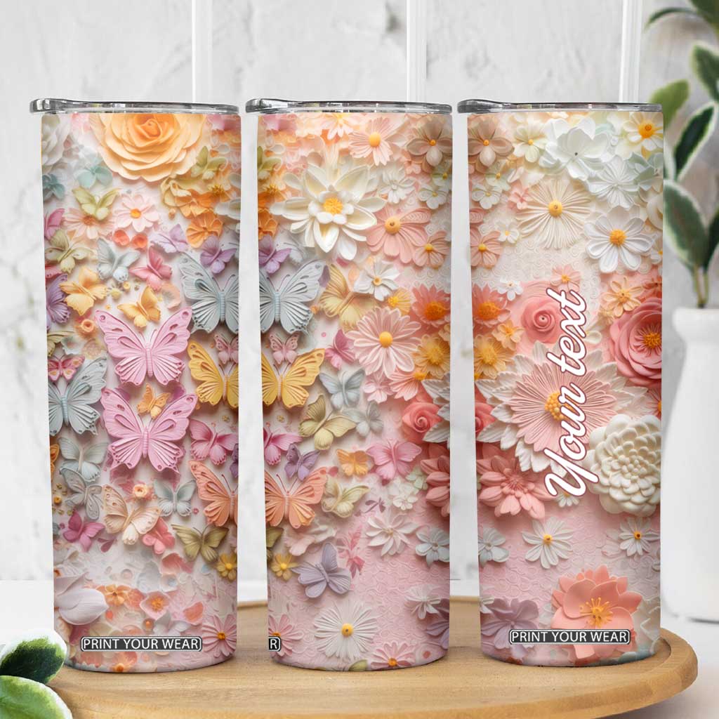 Colorful Butterfly Plaster Carving Skinny Tumbler Personalized TS04 Print Your Wear