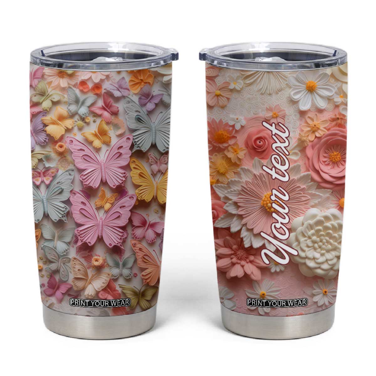 Colorful Butterfly Plaster Carving Tumbler Cup Personalized TS04 Multicolor Print Your Wear