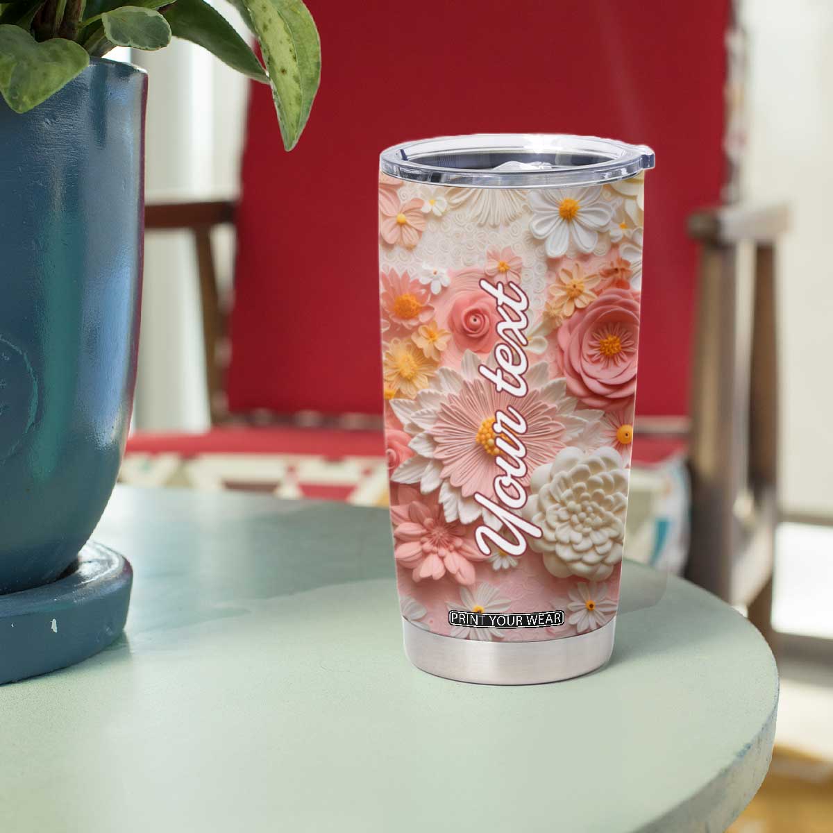 Colorful Butterfly Plaster Carving Tumbler Cup Personalized TS04 Print Your Wear