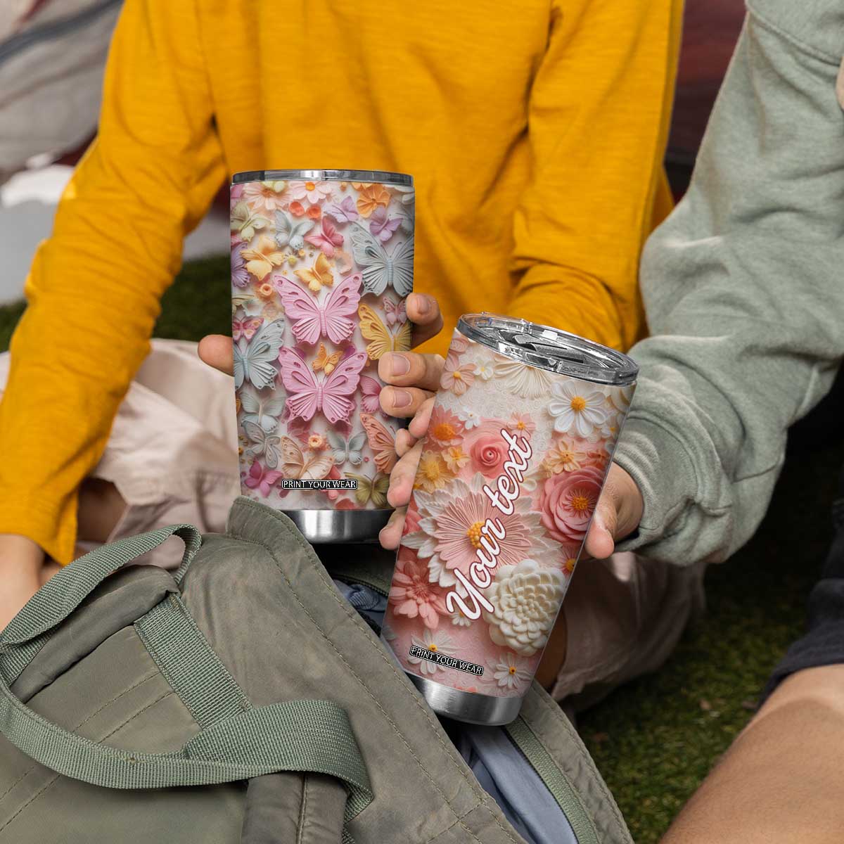 Colorful Butterfly Plaster Carving Tumbler Cup Personalized TS04 Print Your Wear