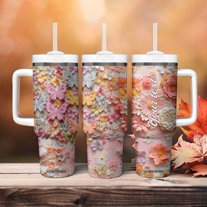 Colorful Butterfly Plaster Carving Tumbler With Handle Personalized TS04 Print Your Wear