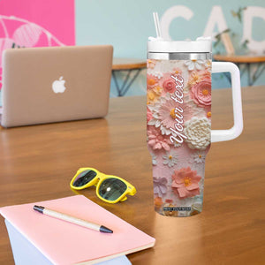 Colorful Butterfly Plaster Carving Tumbler With Handle Personalized TS04 Print Your Wear