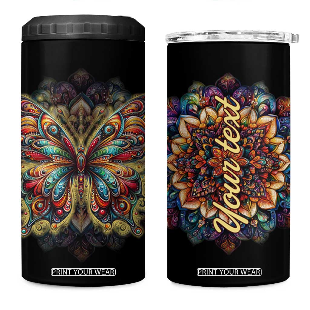Colorful Mandala Butterfly 4 in 1 Can Cooler Tumbler Personalized TS04 One Size: 16 oz Multicolor Print Your Wear