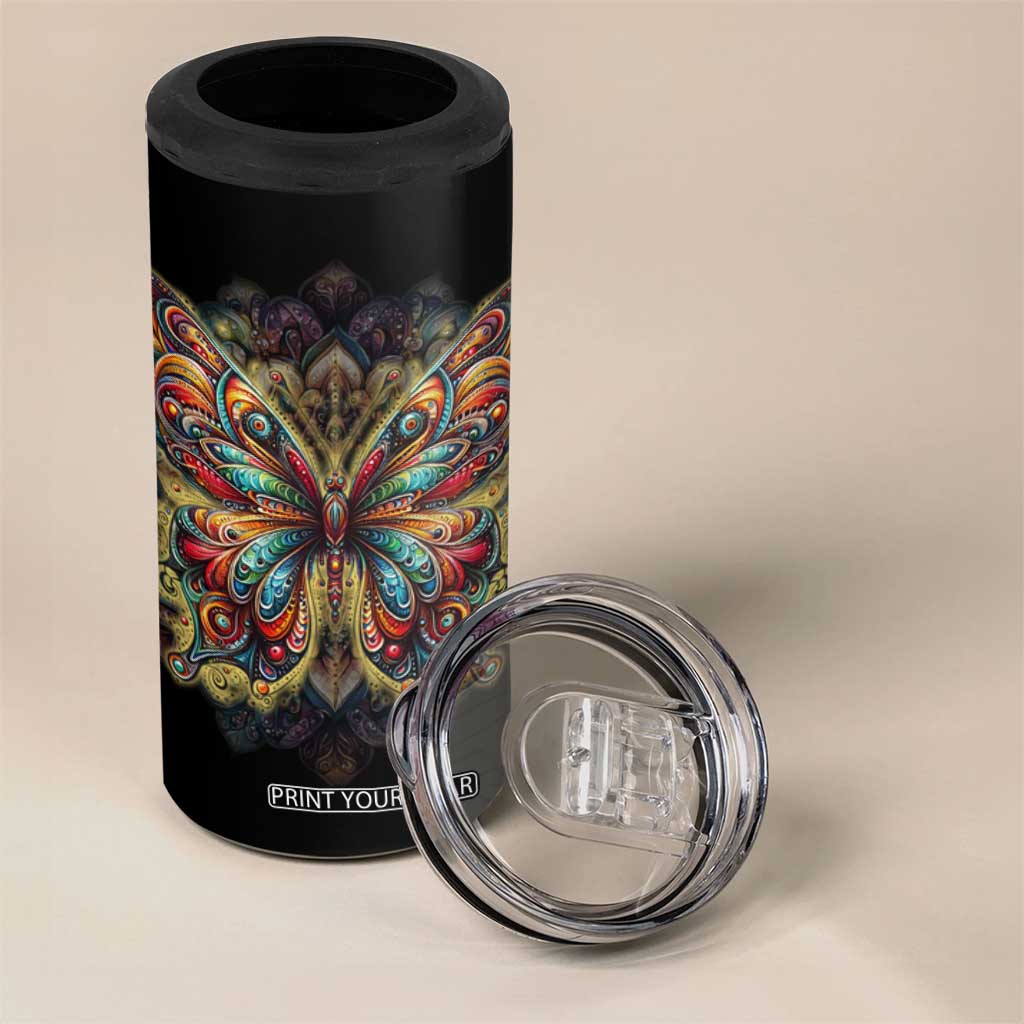 Colorful Mandala Butterfly 4 in 1 Can Cooler Tumbler Personalized TS04 Print Your Wear