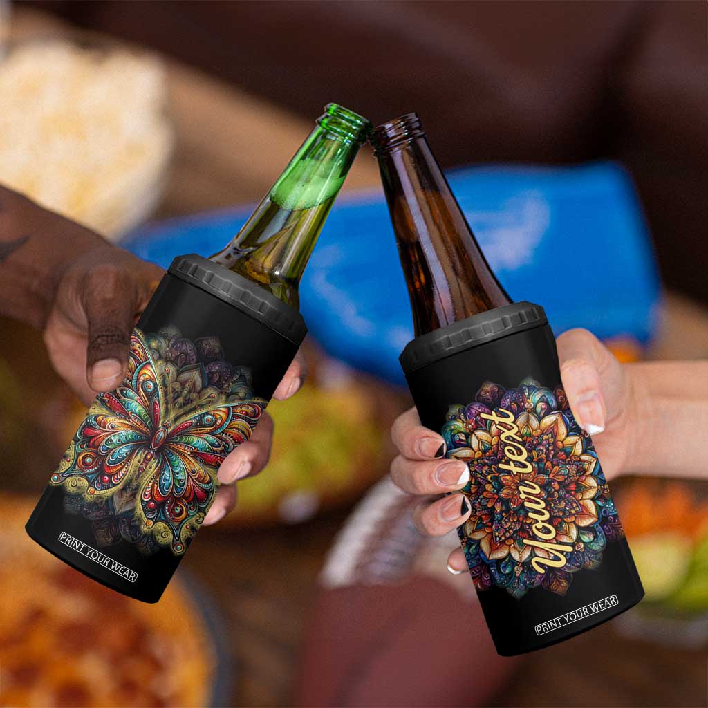 Colorful Mandala Butterfly 4 in 1 Can Cooler Tumbler Personalized TS04 Print Your Wear