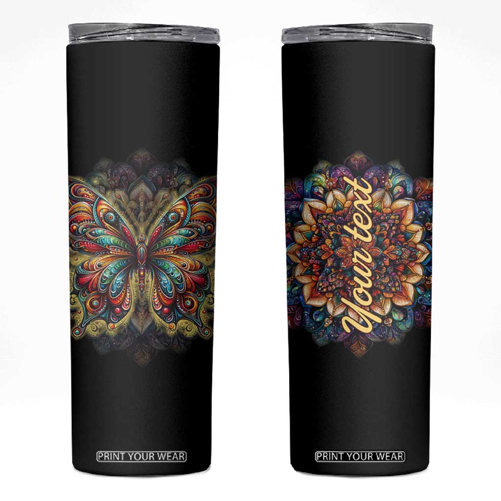 Colorful Mandala Butterfly Skinny Tumbler Personalized TS04 Multicolor Print Your Wear