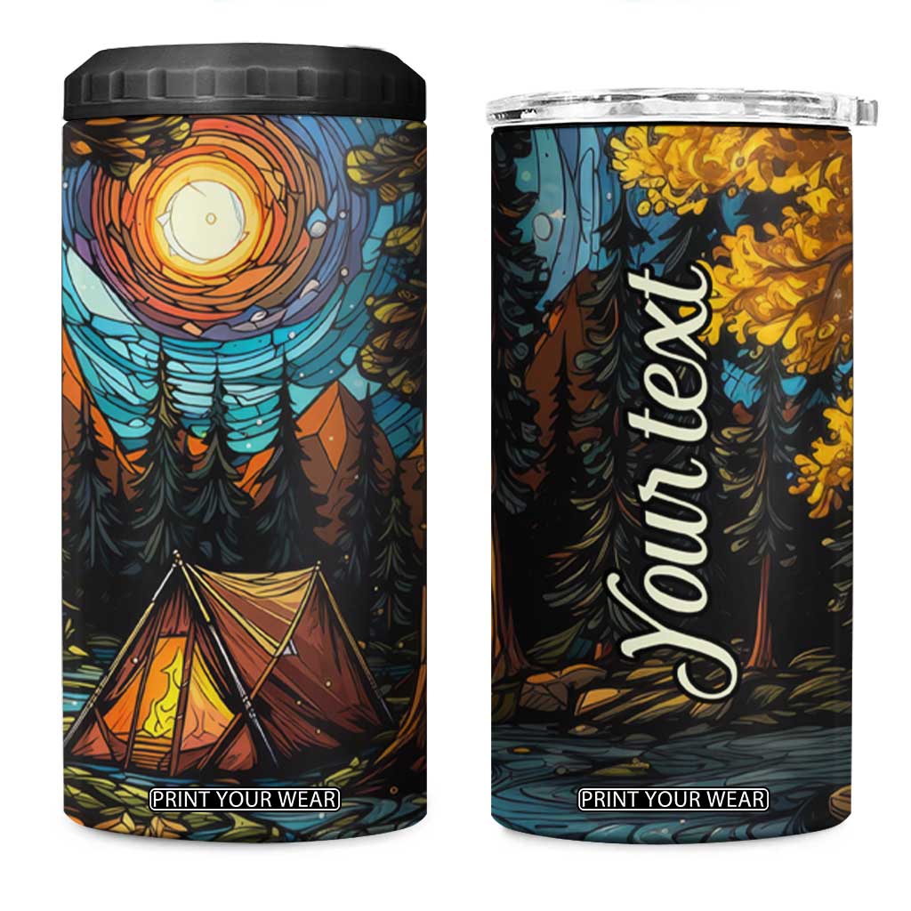 Camping Stained Glass 4 in 1 Can Cooler Tumbler Personalized TS04 One Size: 16 oz Multicolor Print Your Wear