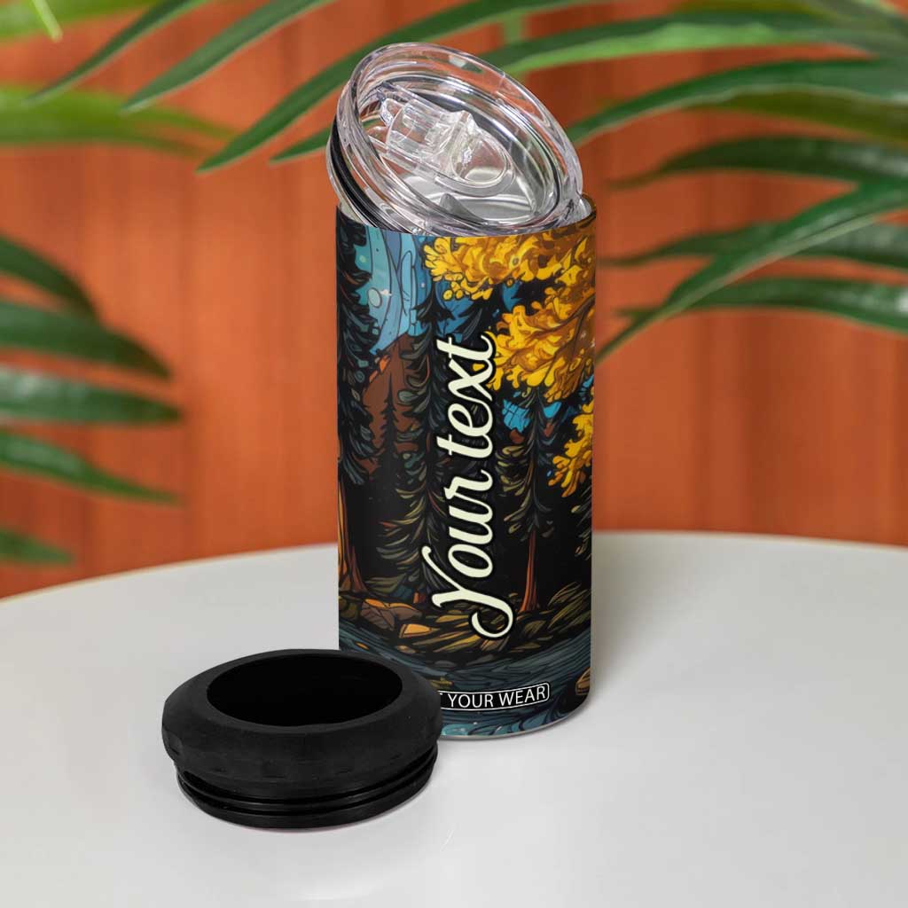 Camping Stained Glass 4 in 1 Can Cooler Tumbler Personalized TS04 Print Your Wear