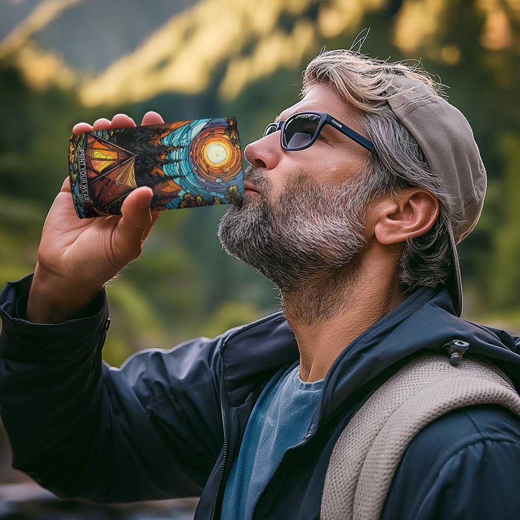 Camping Stained Glass 4 in 1 Can Cooler Tumbler Personalized TS04 Print Your Wear