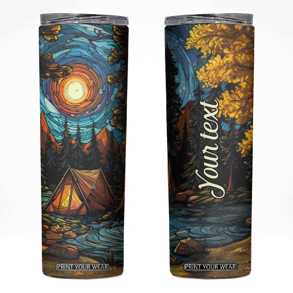 Camping Stained Glass Skinny Tumbler Personalized TS04 Multicolor Print Your Wear