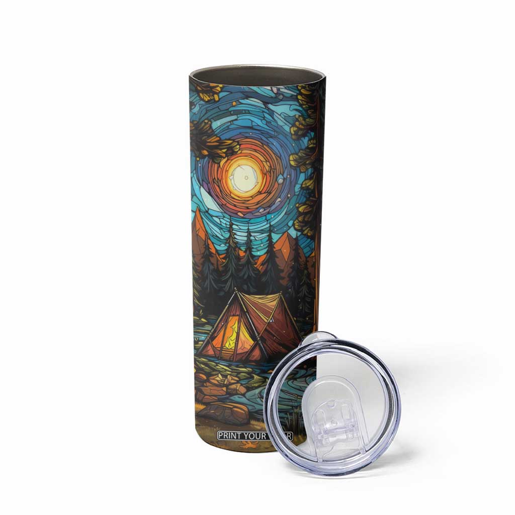 Camping Stained Glass Skinny Tumbler Personalized TS04 Print Your Wear