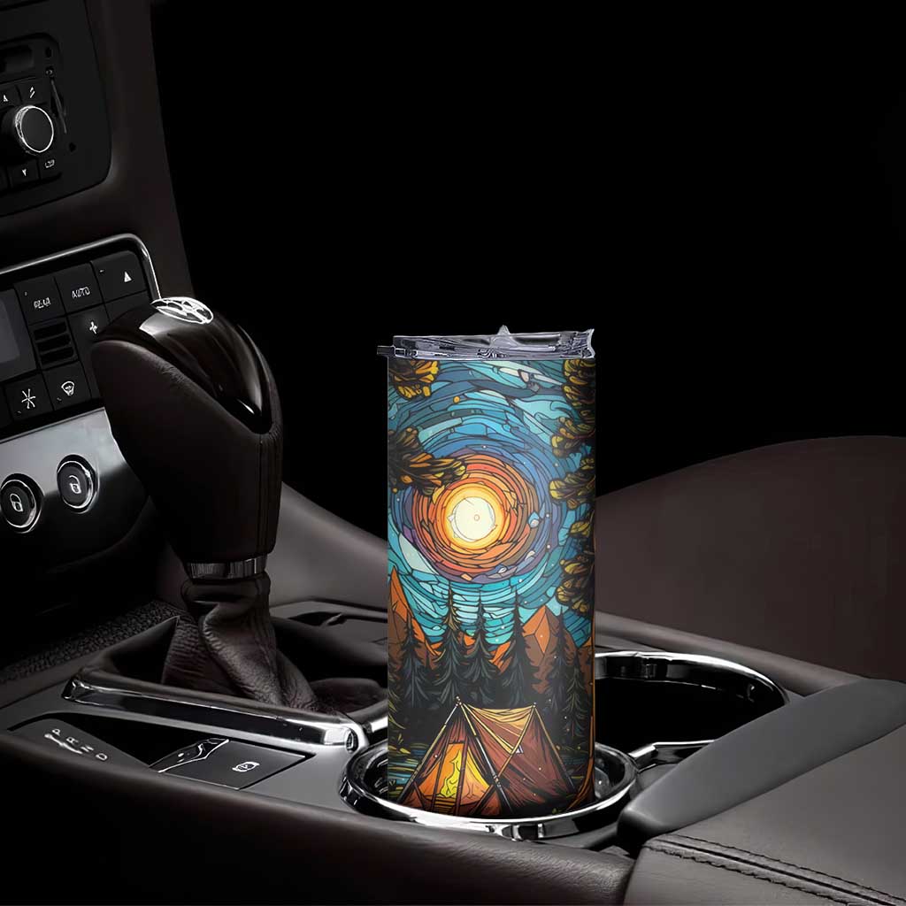 Camping Stained Glass Skinny Tumbler Personalized TS04 Print Your Wear