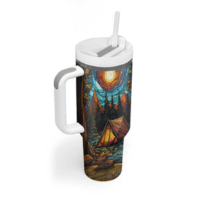 Camping Stained Glass Tumbler With Handle Personalized TS04 Print Your Wear