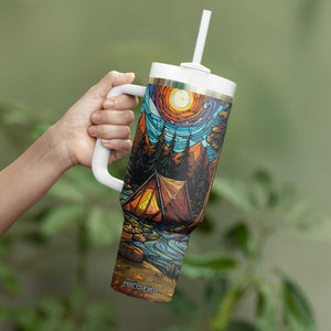 Camping Stained Glass Tumbler With Handle Personalized TS04 Print Your Wear