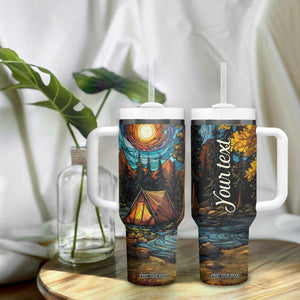 Camping Stained Glass Tumbler With Handle Personalized TS04 Print Your Wear